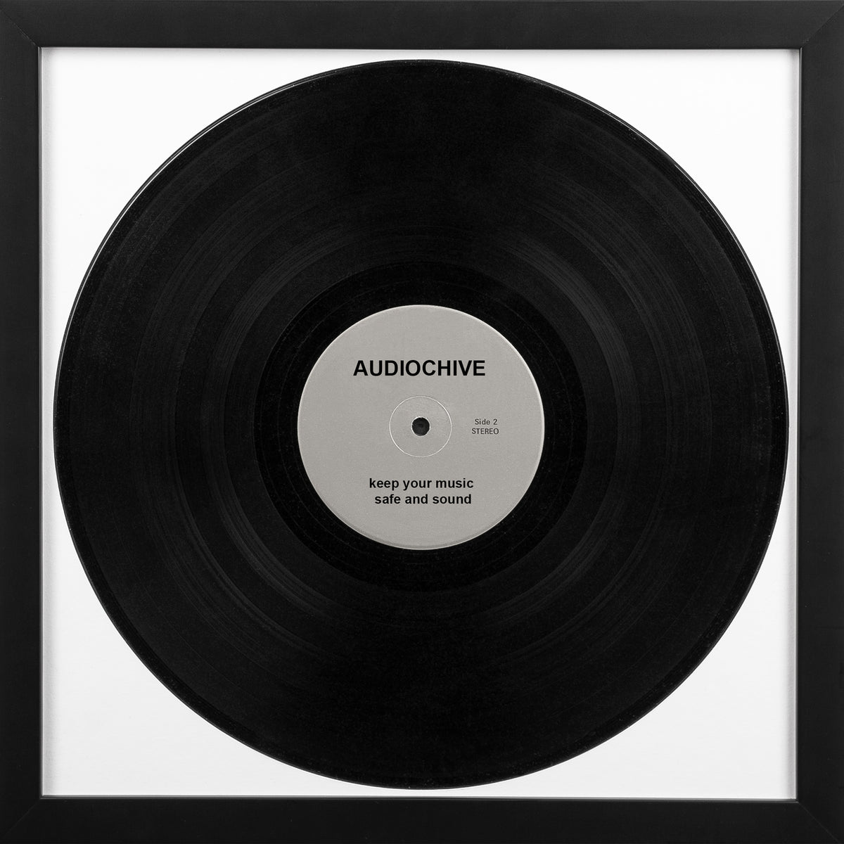 Premium vinyl record picture frame (real wood, black)