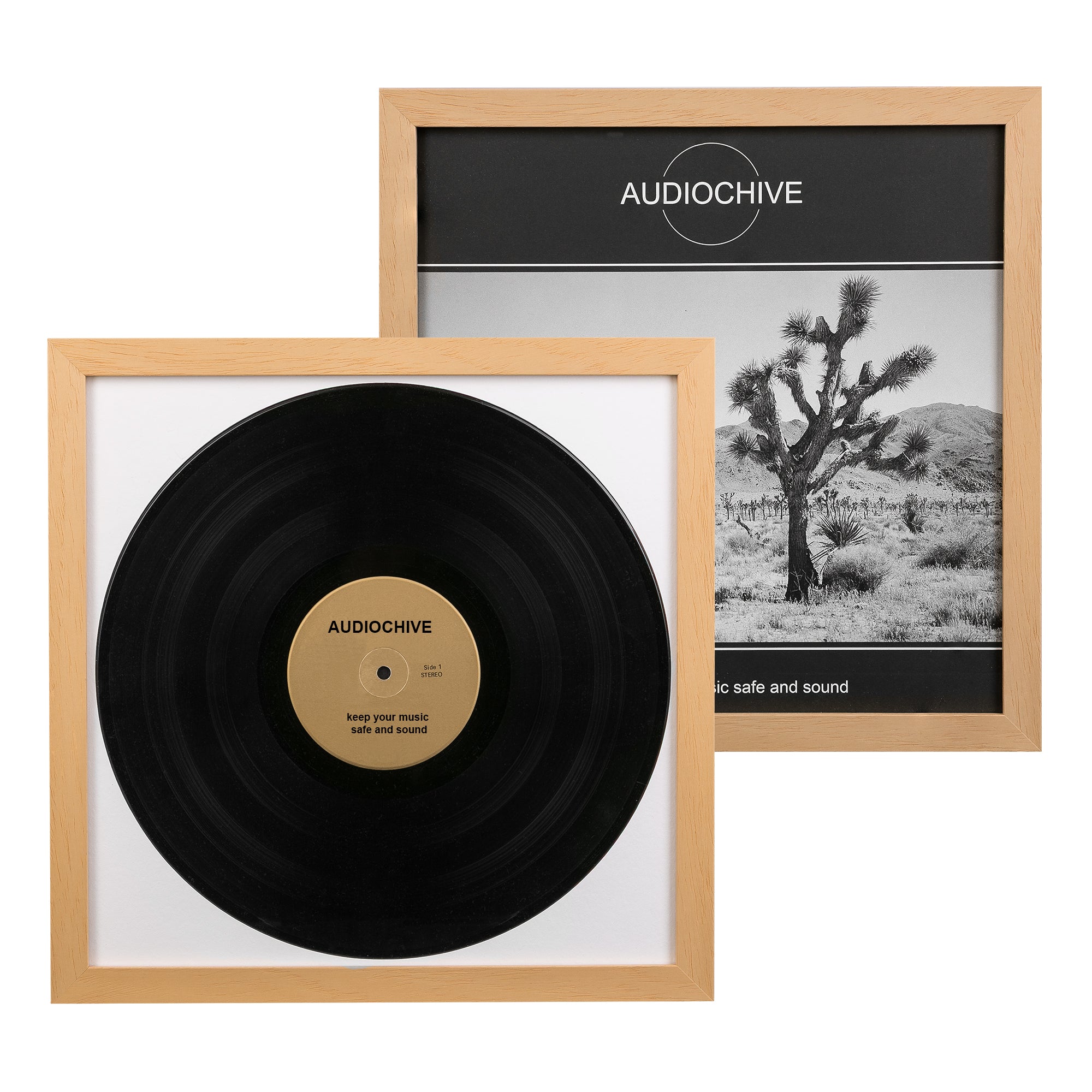 Schallplatten Bilderrahmen Premium (Echtholz Natur)