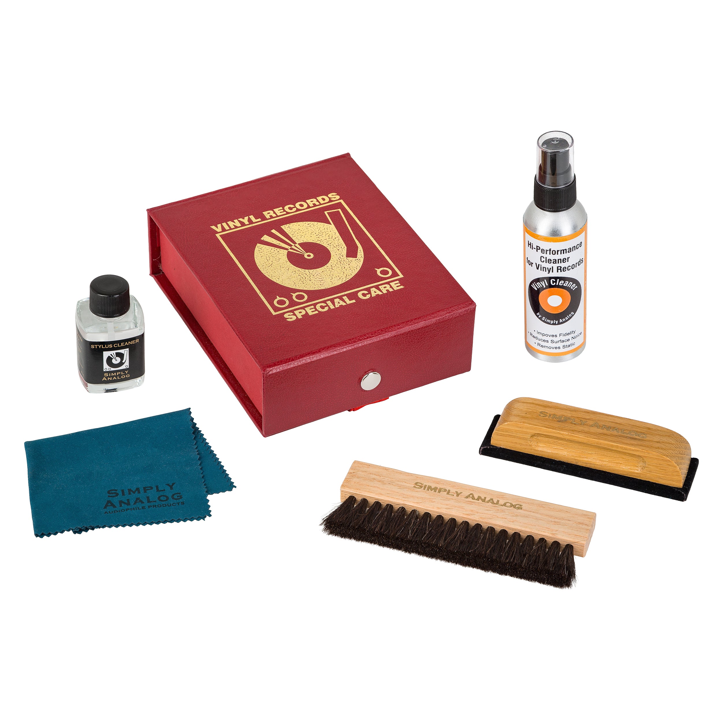 Simply Analog Deluxe Vinyl Record Cleaning Boxset (Rot)