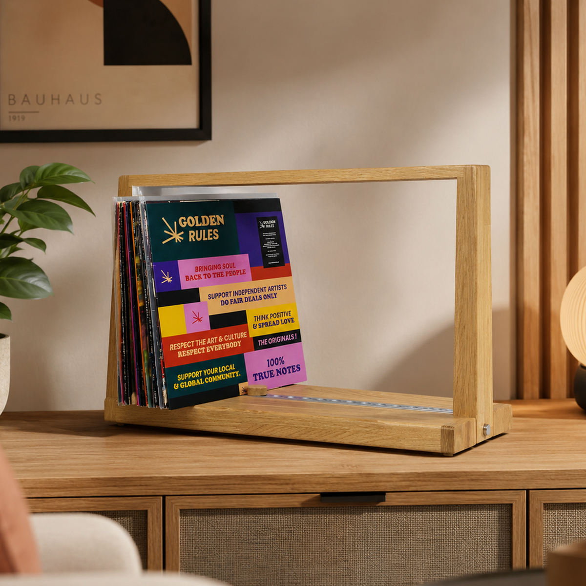 FRAME FLEX Vinyl Lock – Schallplattenregal aus massiver Eiche