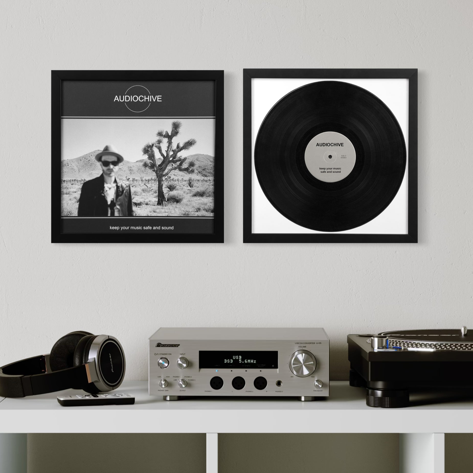 Schallplatten Bilderrahmen Premium (Echtholz Schwarz)