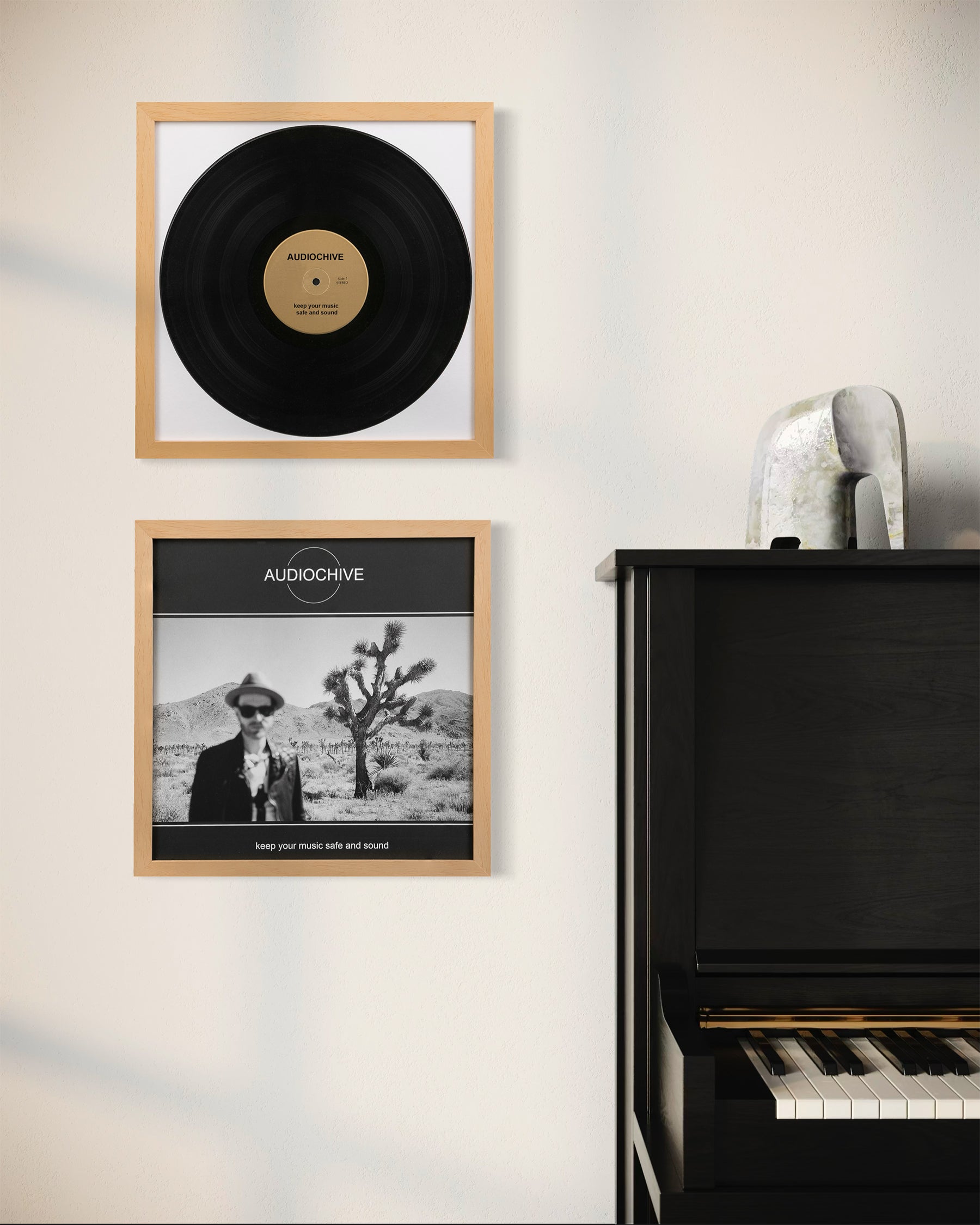 Schallplatten Bilderrahmen Premium (Echtholz Natur)